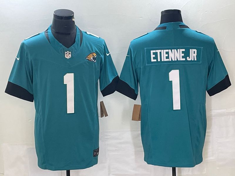 Men Jacksonville Jaguars 1 Travis Etienne Nike Green Vapor F.U.S.E. Limited NFL Jersey